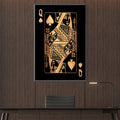 Queen of Spades - Gold Canvas Art Clock Canvas