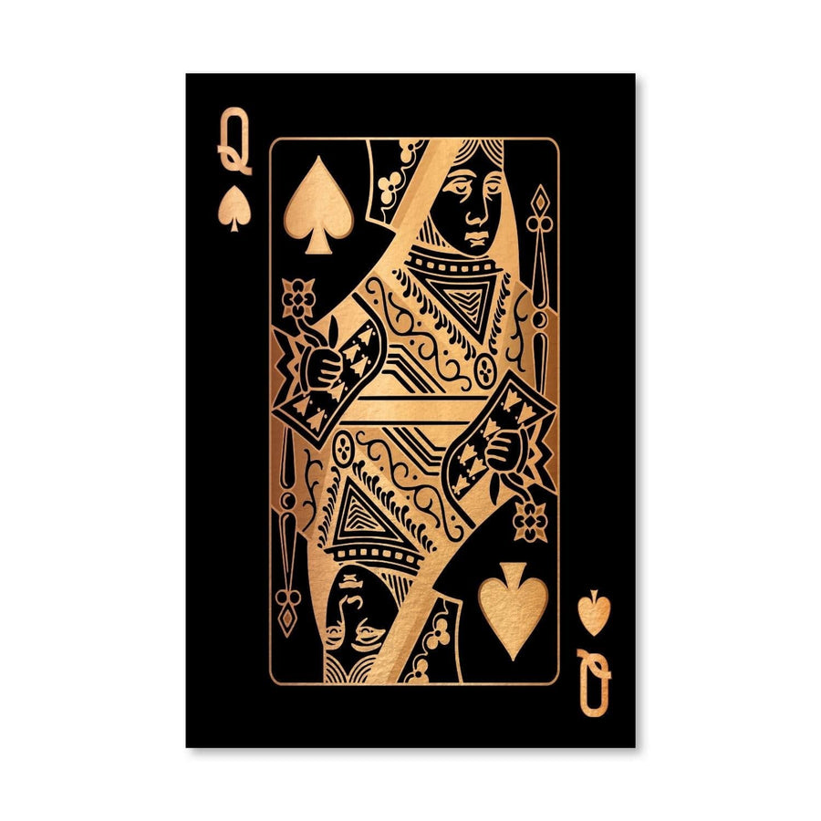 Queen of Spades - Gold Canvas Art Clock Canvas