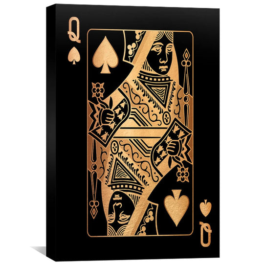 Queen of Spades - Gold Canvas – ClockCanvas