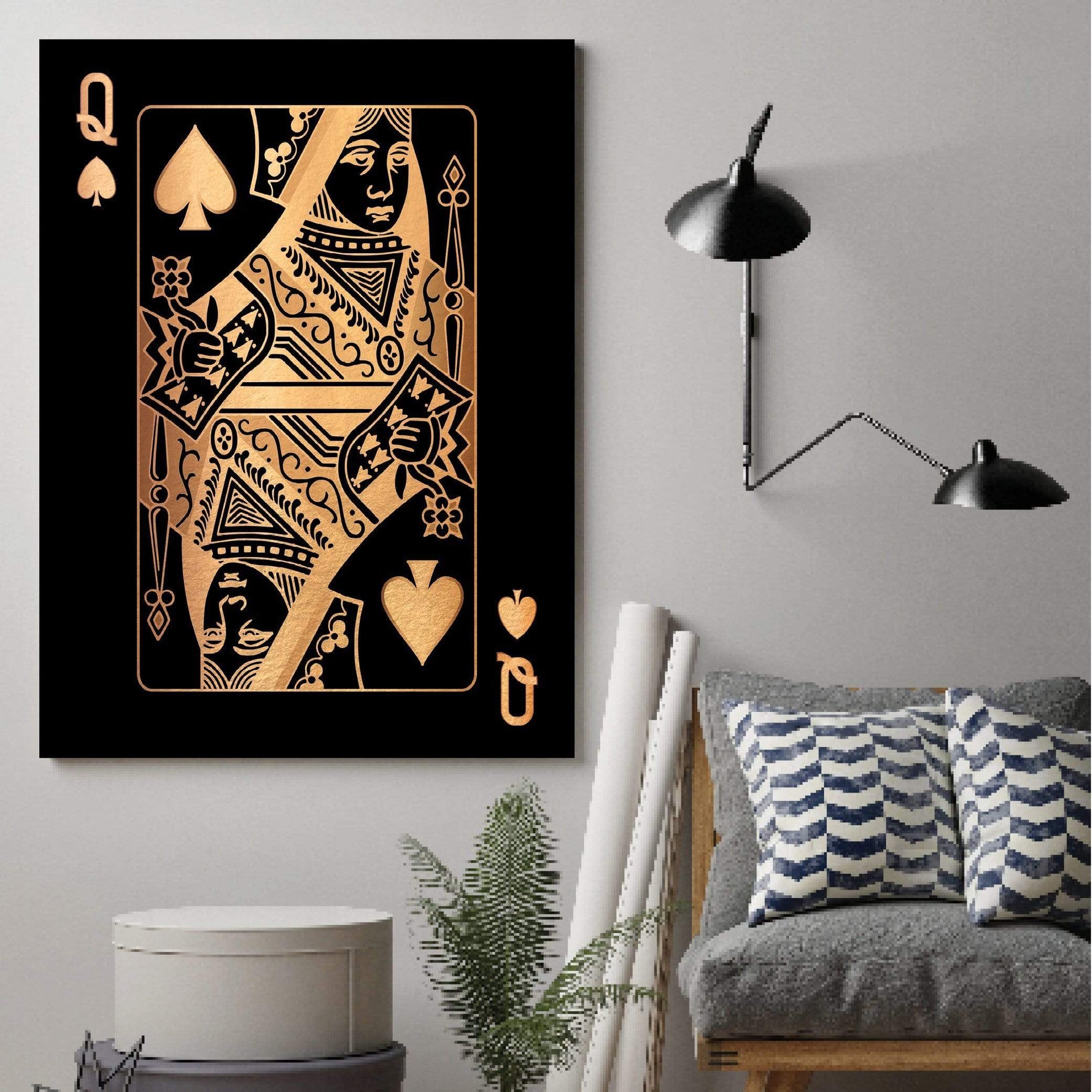 Queen of Spades - Gold Canvas – ClockCanvas