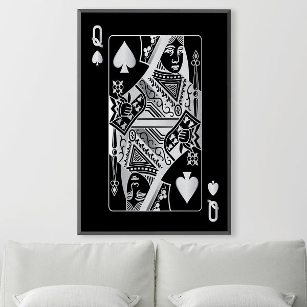 Queen of Spades - Silver Canvas Art Clock Canvas