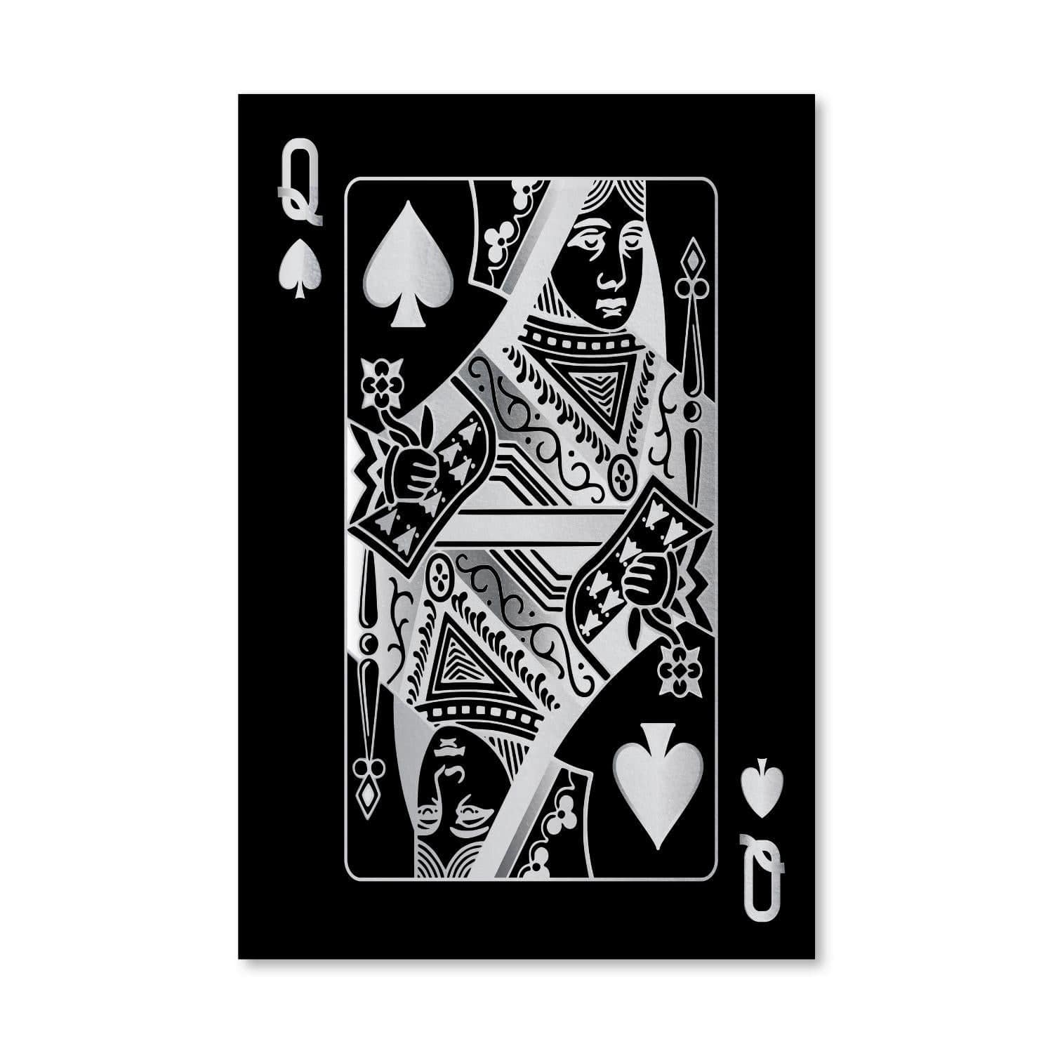 Queen of Spades - Silver Canvas Art Clock Canvas