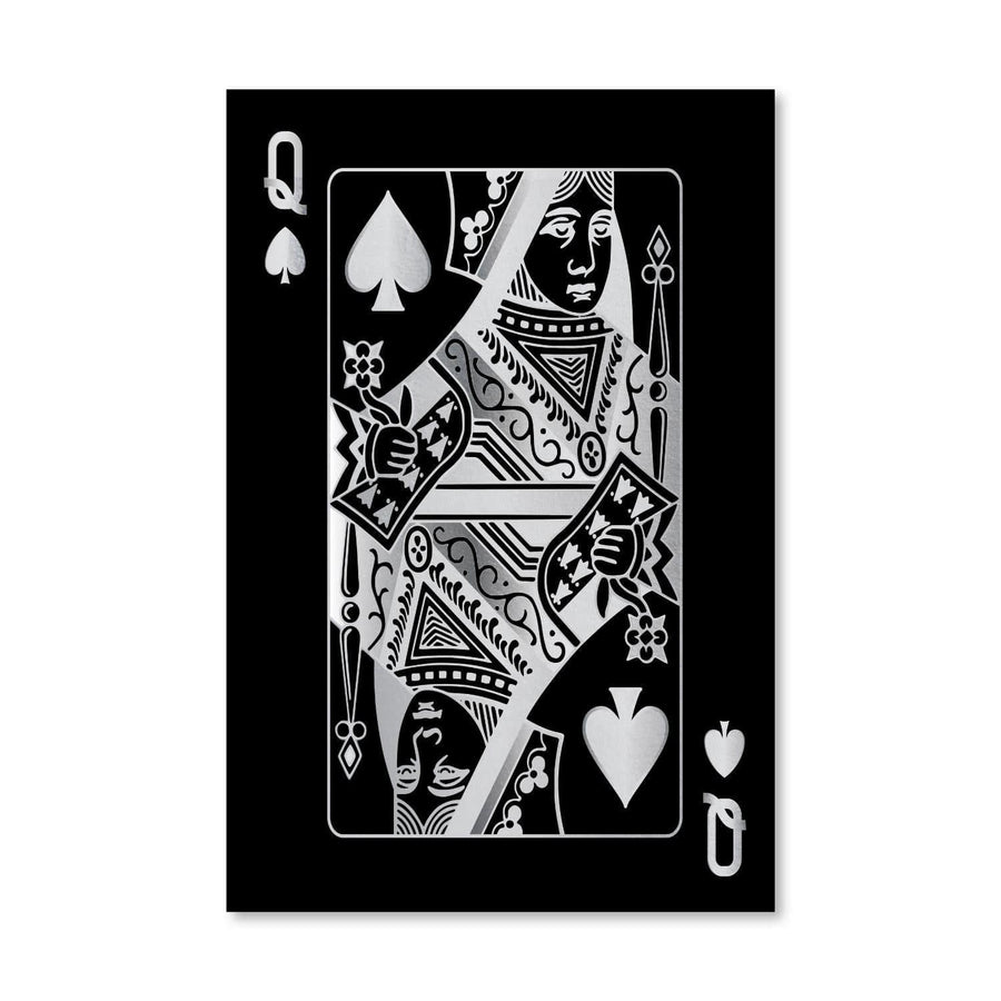 Queen of Spades - Silver Canvas Art Clock Canvas