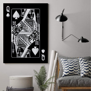 Queen of Spades - Silver Clock Canvas