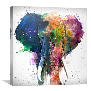 Rainbow Elephant Canvas Art Clock Canvas