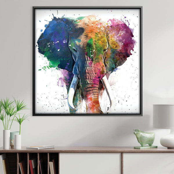 Rainbow Elephant Canvas Art 30 x 30cm / Unframed Canvas Print Clock Canvas