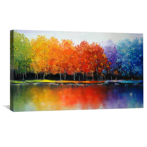 Rainbow Forest Canvas Art 50 x 25cm / Unframed Canvas Print Clock Canvas