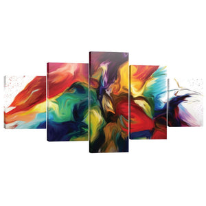 Rainbow Splash Canvas - 5 Panel Art Clock Canvas
