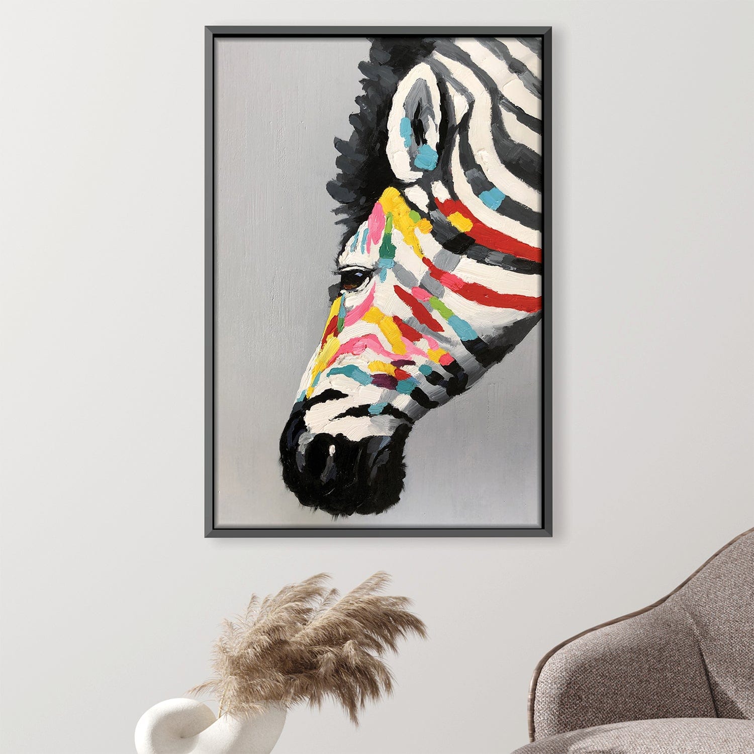 Rainbow Stripes Oil Painting Oil 30 x 45cm / Oil Painting Clock Canvas