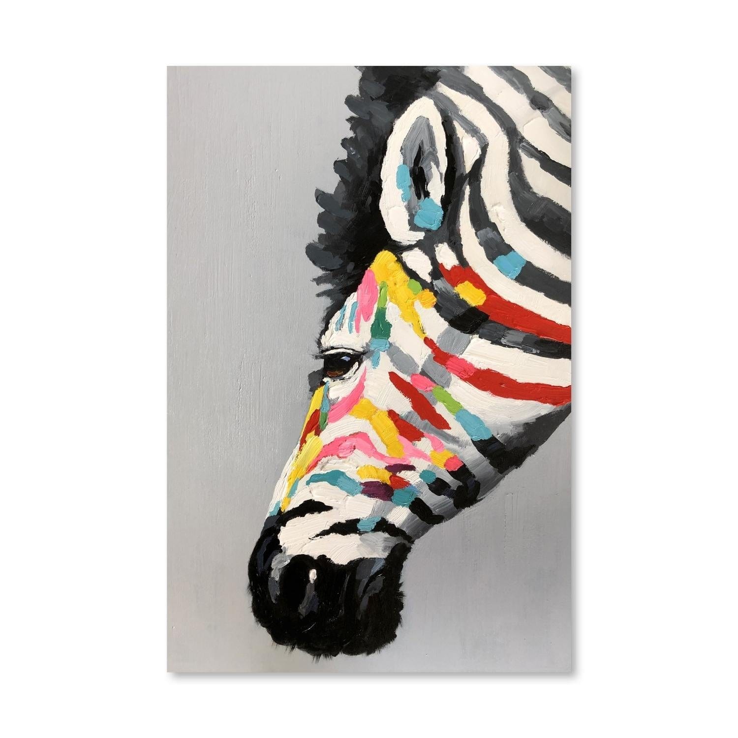 Rainbow Stripes Oil Painting Oil Clock Canvas
