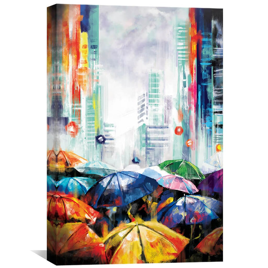 Rainy City Canvas Art 30 x 45cm / Unframed Canvas Print Clock Canvas