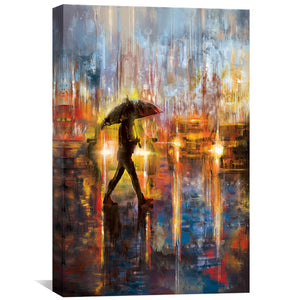 Rainy Cross Walk Canvas Art Clock Canvas