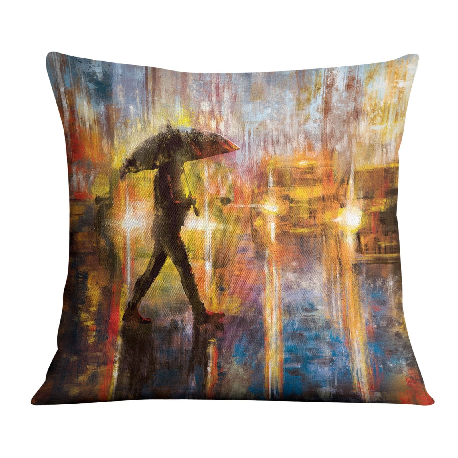 Rainy Cross Walk Cushion Cushion Cushion Square Clock Canvas
