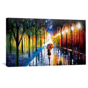 Rainy Stroll Canvas Art 50 x 25cm / Unframed Canvas Print Clock Canvas