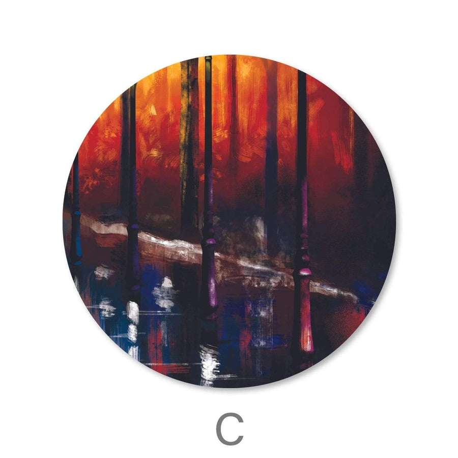 Rainy Stroll - Circle Canvas Art C / 40 x 40cm / Standard Gallery Wrap Clock Canvas