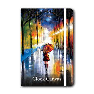 Rainy Stroll Collectors Notebook Note Book Soft Cover / White / A5: 210 x 148 mm Clock Canvas