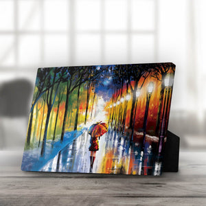 Rainy Stroll Desktop Canvas Desktop Canvas 25 x 20cm Clock Canvas