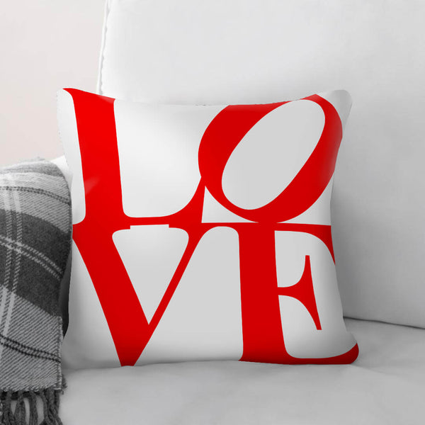 Red and White Love Cushion Cushion 45 x 45cm Clock Canvas