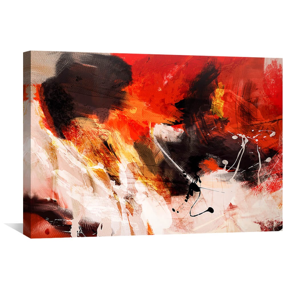 Red Composition Canvas Art 45 x 30cm / Unframed Canvas Print Clock Canvas