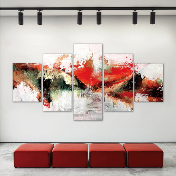 Red Curtain Canvas - 5 Panel Art 5 Panel / Large / Standard Gallery Wrap Clock Canvas