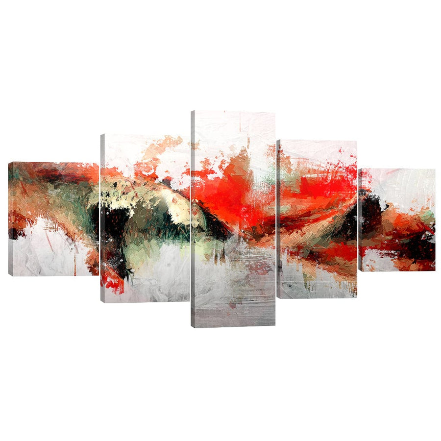 Red Curtain Canvas - 5 Panel Art Clock Canvas