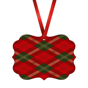 Red Green Plaid Ornament Christmas Ornament Victorian 10.8 x 8cm Clock Canvas