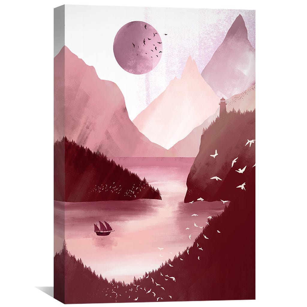 Red Lake Canvas Art Clock Canvas