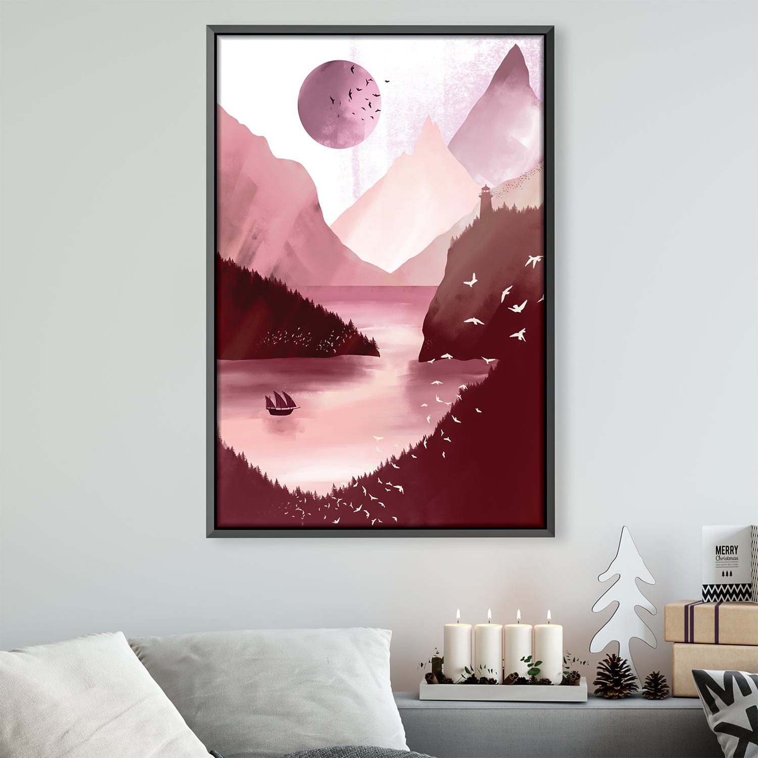 Red Lake Canvas Art 30 x 45cm / Unframed Canvas Print Clock Canvas
