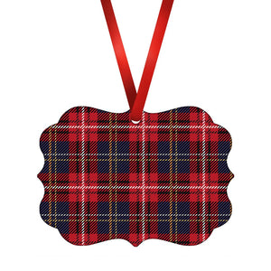 Red Purple Plaid Ornament Christmas Ornament Victorian 10.8 x 8cm Clock Canvas