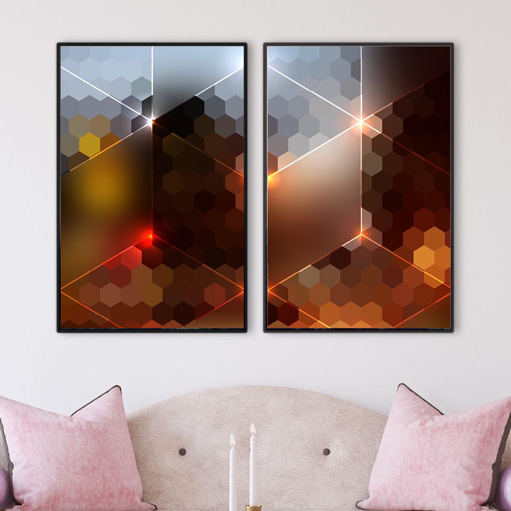 Red Ruby Canvas Art Set of 2 / 40 x 60cm / Unframed Canvas Print Clock Canvas