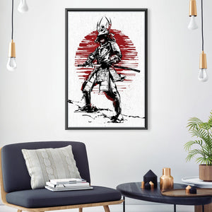 Red Sun Samurai Canvas Art 30 x 45cm / Unframed Canvas Print Clock Canvas