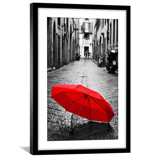 Red Umbrella Print Art 30 x 45cm / Unframed Print Clock Canvas