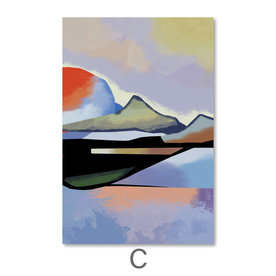 Reflection Canvas Art C / 40 x 60cm / Unframed Canvas Print Clock Canvas