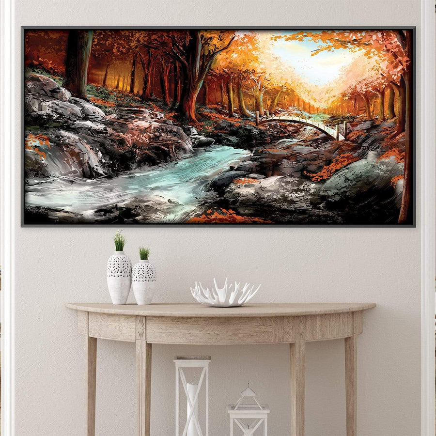 River Crossing Canvas Art Clock Canvas