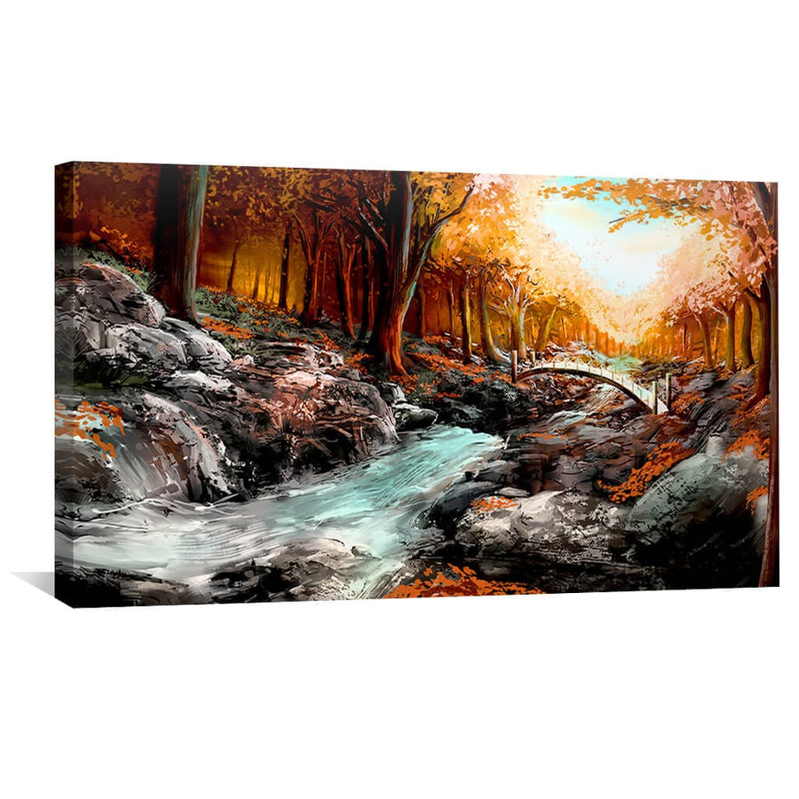 River Crossing Canvas Art 50 x 25cm / Unframed Canvas Print Clock Canvas