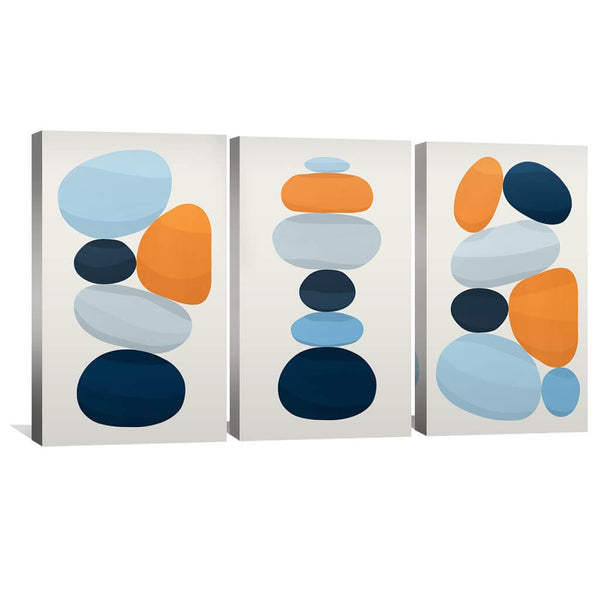 Rocks in Balance-Set Canvas Art Set of 3 / 30 x 45cm / Unframed Canvas Print Clock Canvas