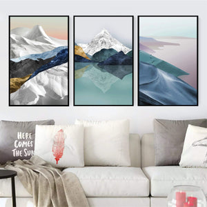 Rocky Mountain Canvas Art Set of 3 / 40 x 60cm / Unframed Canvas Print Clock Canvas