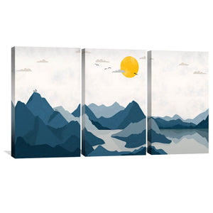 Rolling Mountains Canvas Art Set of 3 / 40 x 60cm / Unframed Canvas Print Clock Canvas