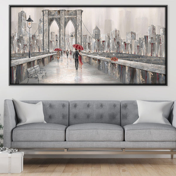 Roses Brooklyn Bridge Canvas Art 50 x 25cm / Unframed Canvas Print Clock Canvas