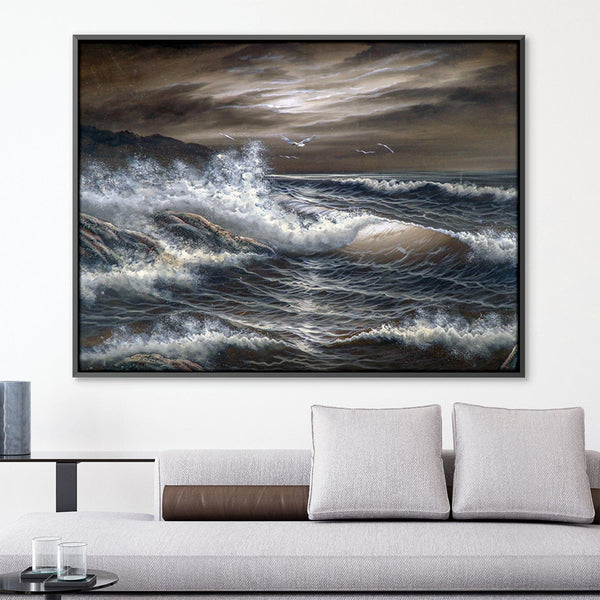 Rough Seas Oil Painting Oil 45 x 30cm / Oil Painting Clock Canvas