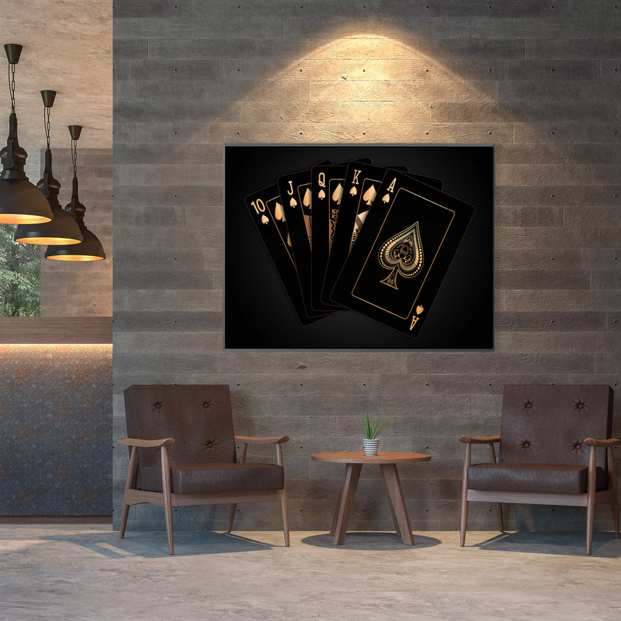 Royal Flush - Gold Clock Canvas