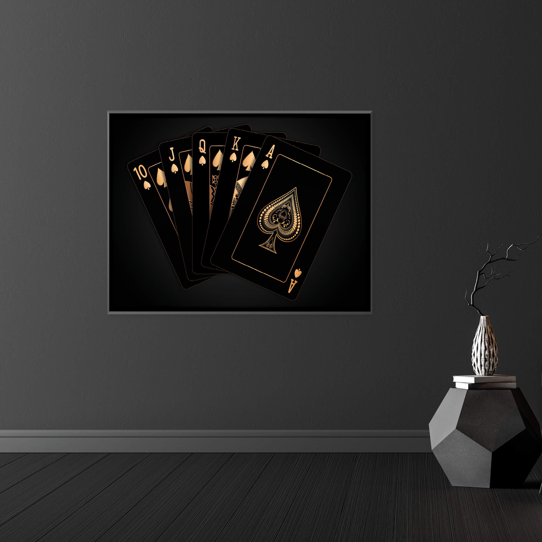 Royal Flush - Gold Clock Canvas
