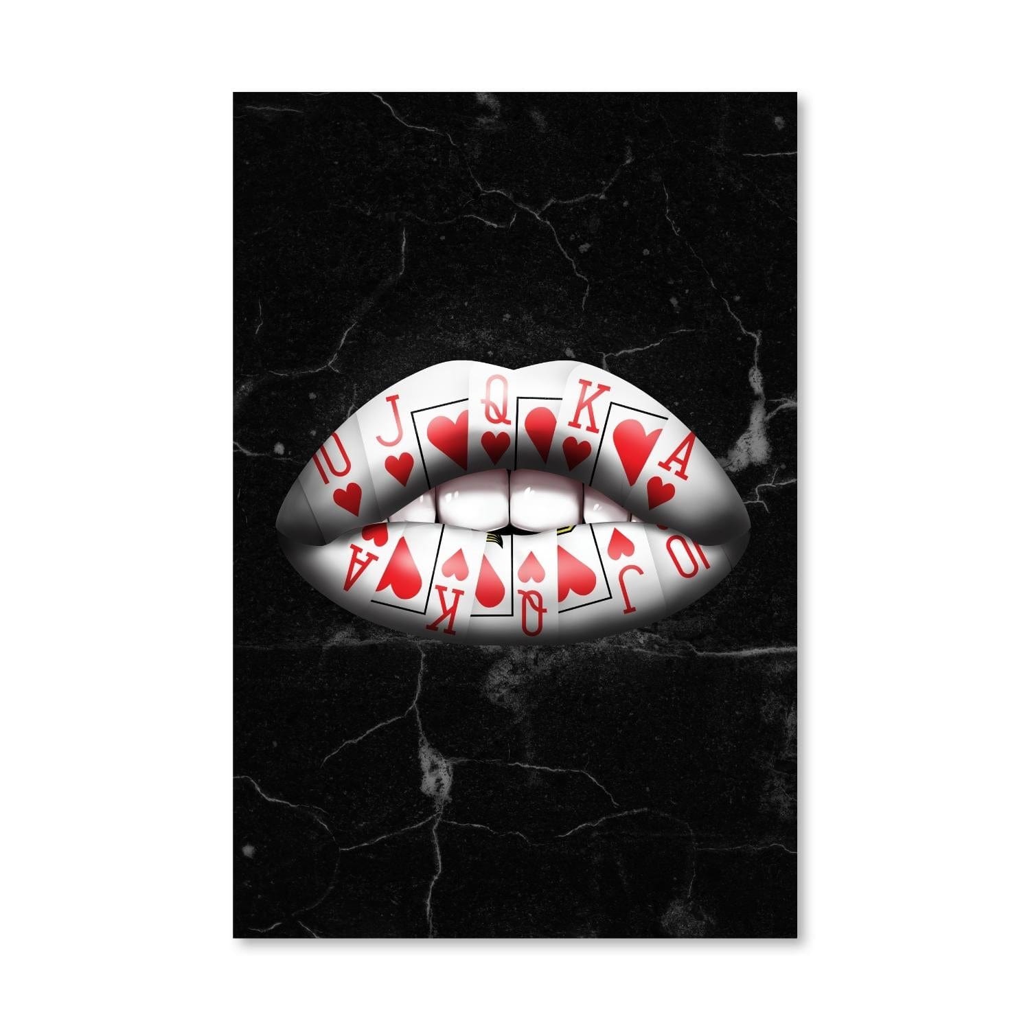 Royal Flush Lips - Hearts Canvas Art Clock Canvas