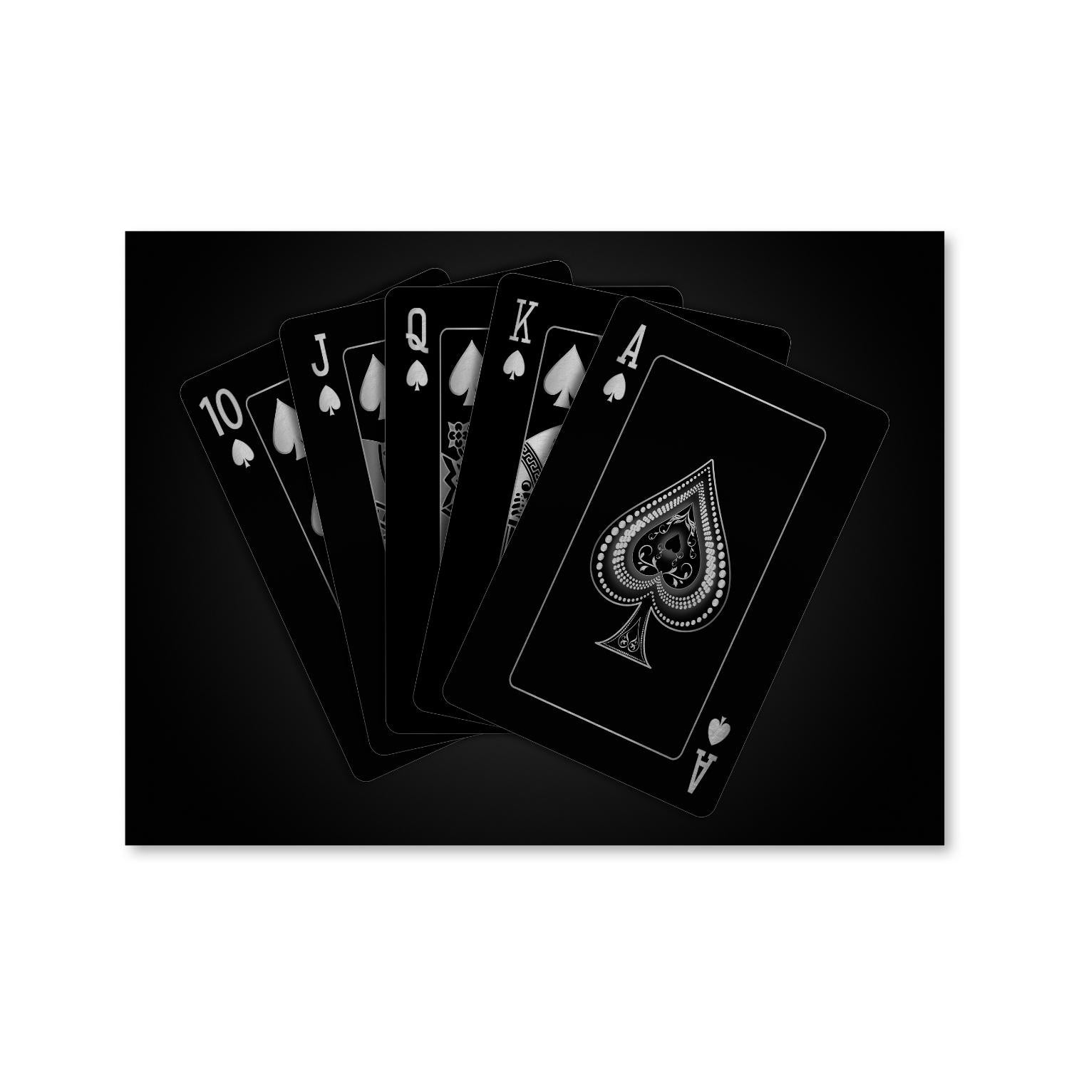 Royal Flush - Silver Canvas Art Clock Canvas