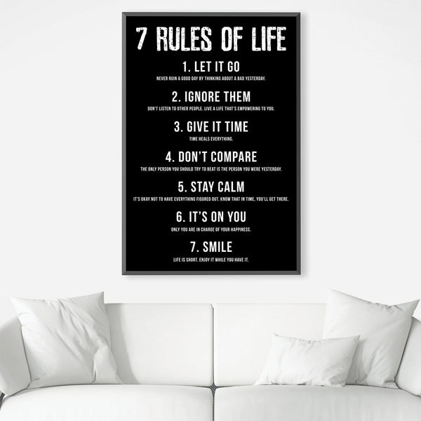 Rules of Life Canvas Art Clock Canvas