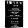 Rules of Life Canvas Art 30 x 45cm / Standard Gallery Wrap Clock Canvas