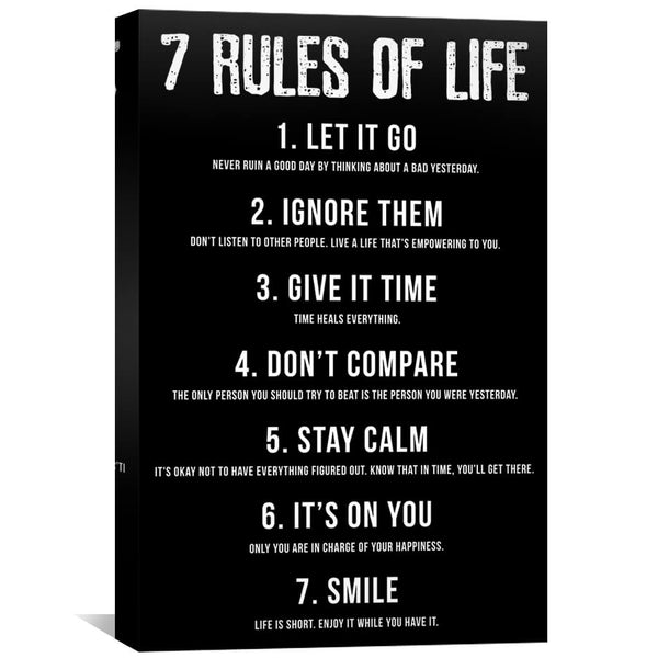 Rules of Life Canvas Art 30 x 45cm / Standard Gallery Wrap Clock Canvas