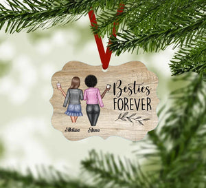 Rustic Besties Forever Girlfriends Ornament Customizer Ornament / Aluminum / 10.8 x 8cm Clock Canvas