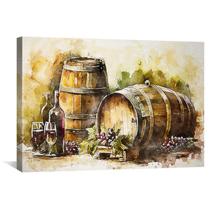 Rustic Wine Canvas Art Clock Canvas