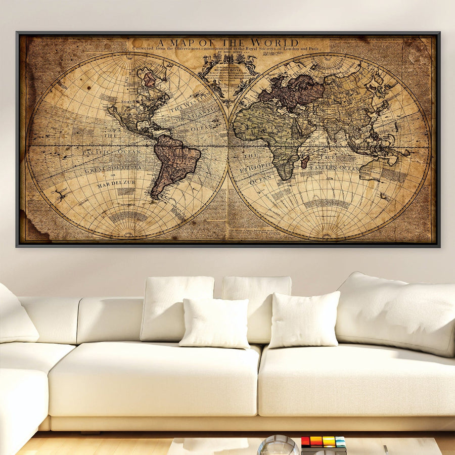 Mapper Rustic Rustic World Map Canvas | Canvas Wall Art